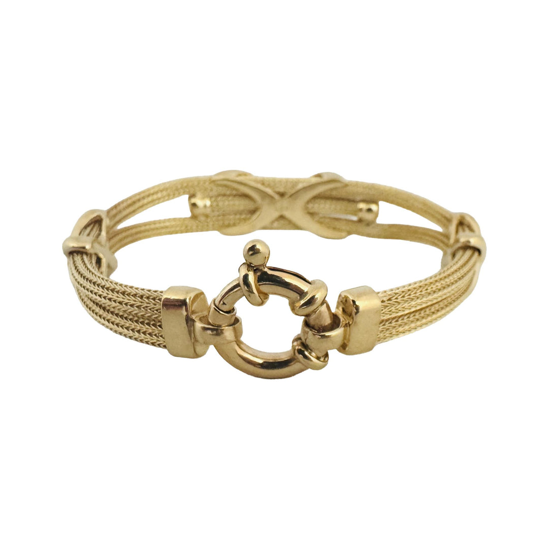 14k Yellow Gold 23.2g Solid Graduated Multi Strand Mesh Bracelet Italy 7.25"