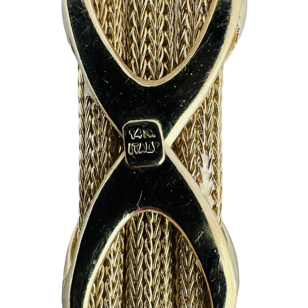 14k Yellow Gold 23.2g Solid Graduated Multi Strand Mesh Bracelet Italy 7.25"