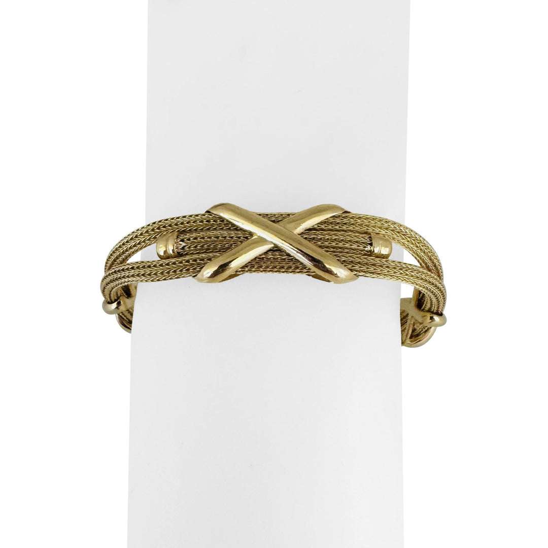 14k Yellow Gold 23.2g Solid Graduated Multi Strand Mesh Bracelet Italy 7.25"