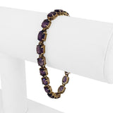 14k Yellow Gold and Amethyst 9.5g Ladies Vintage Link Bracelet 7"