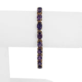 14k Yellow Gold and Amethyst 9.5g Ladies Vintage Link Bracelet 7"