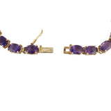 14k Yellow Gold and Amethyst 9.5g Ladies Vintage Link Bracelet 7"