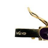14k Yellow Gold and Amethyst 9.5g Ladies Vintage Link Bracelet 7"