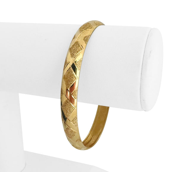 14k Yellow Gold 6.1g Ladies 8mm Textured Bangle Bracelet 7.25