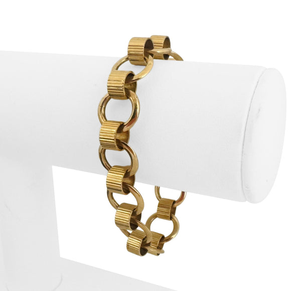 14k Yellow Gold 25.9g Solid Ladies 13mm Retro Circle Link Bracelet 6.5