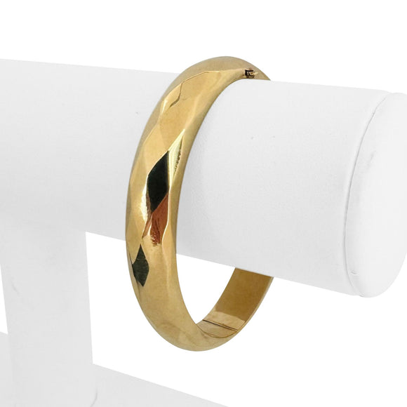 14k Yellow Gold 16.2g Ladies Faceted 11mm Bangle Bracelet 6.75