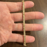 14k Yellow Gold and 1.50cttw Diamond S Link Vintage Tennis Bracelet 7"