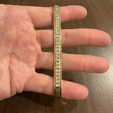 14k Yellow Gold and Diamond 25g Solid Heavy Vintage Brick Link Bracelet Italy 7"