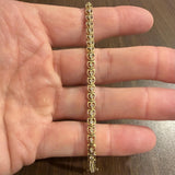 14k Yellow Gold and Diamond Vintage Heart Link Bracelet 7"