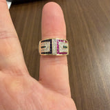 14k Yellow Gold Sapphire Ruby Emerald and Diamond Ring Size 6