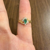 14k Yellow Gold Emerald and Diamond Ladies Vintage Ring Size 6.5
