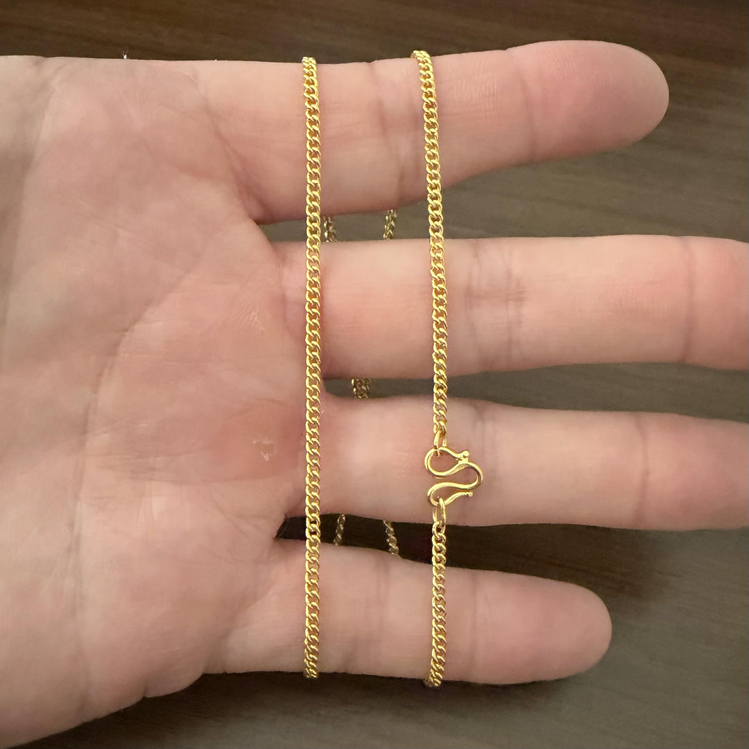 24k Pure Yellow Gold 15.3g Solid Thin 2.5mm Curb Link Chain Necklace 17"
