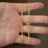 24k Pure Yellow Gold 14.6g Solid Thin 2.5mm Figaro Link Chain Necklace 20"