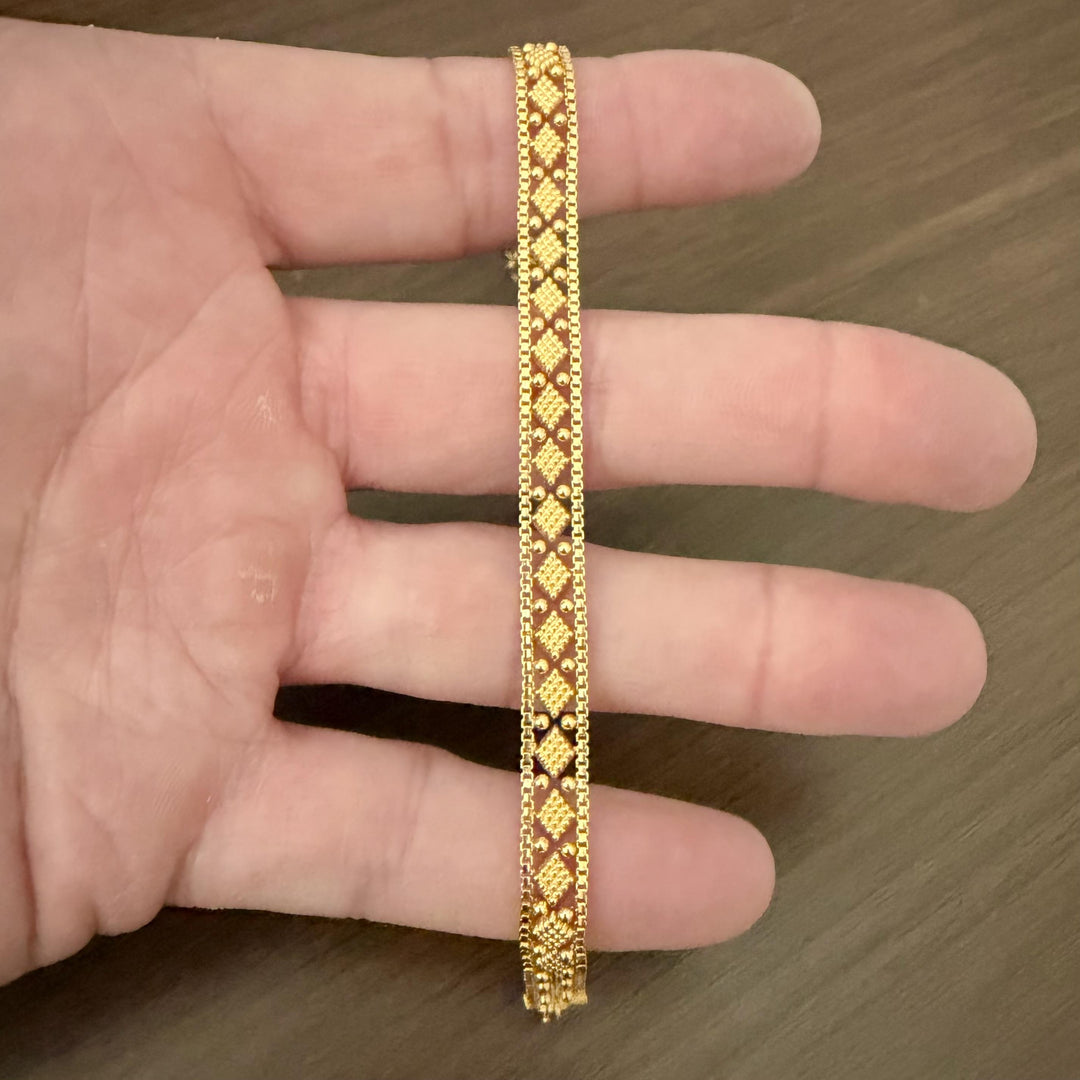 22k Yellow Gold 9g Solid 7mm Fancy Beaded Link Bracelet 7.25"