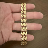 18k Yellow Gold 24.6g Vintage Heavy 14mm Fancy Link Bracelet Italy 7.25"