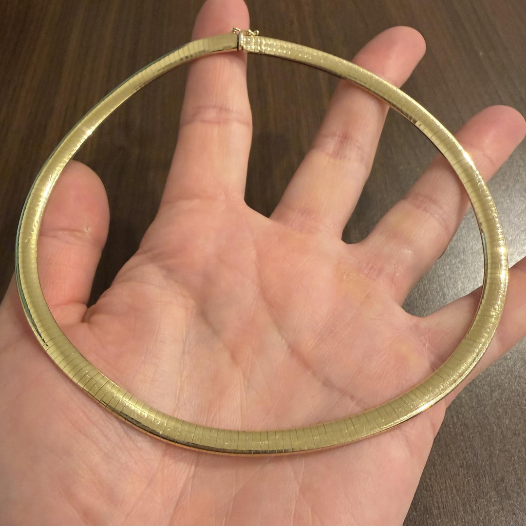 14k Yellow Gold 36g Solid Heavy 6mm Omega Link Necklace Italy 16"