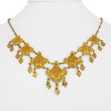 21k Yellow Gold 17.5g Twisted Curb Link Ornate Drop Dangle Necklace 18"