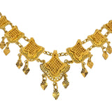 21k Yellow Gold 17.5g Twisted Curb Link Ornate Drop Dangle Necklace 18"