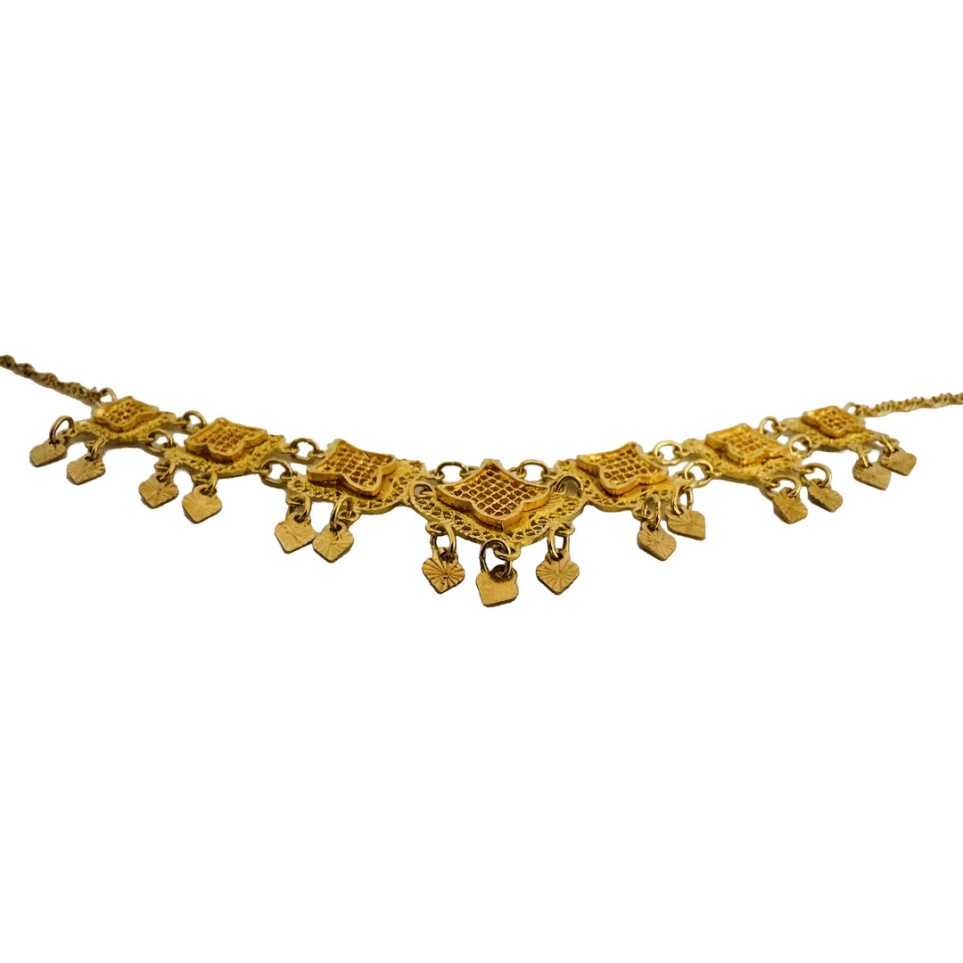 21k Yellow Gold 17.5g Twisted Curb Link Ornate Drop Dangle Necklace 18"