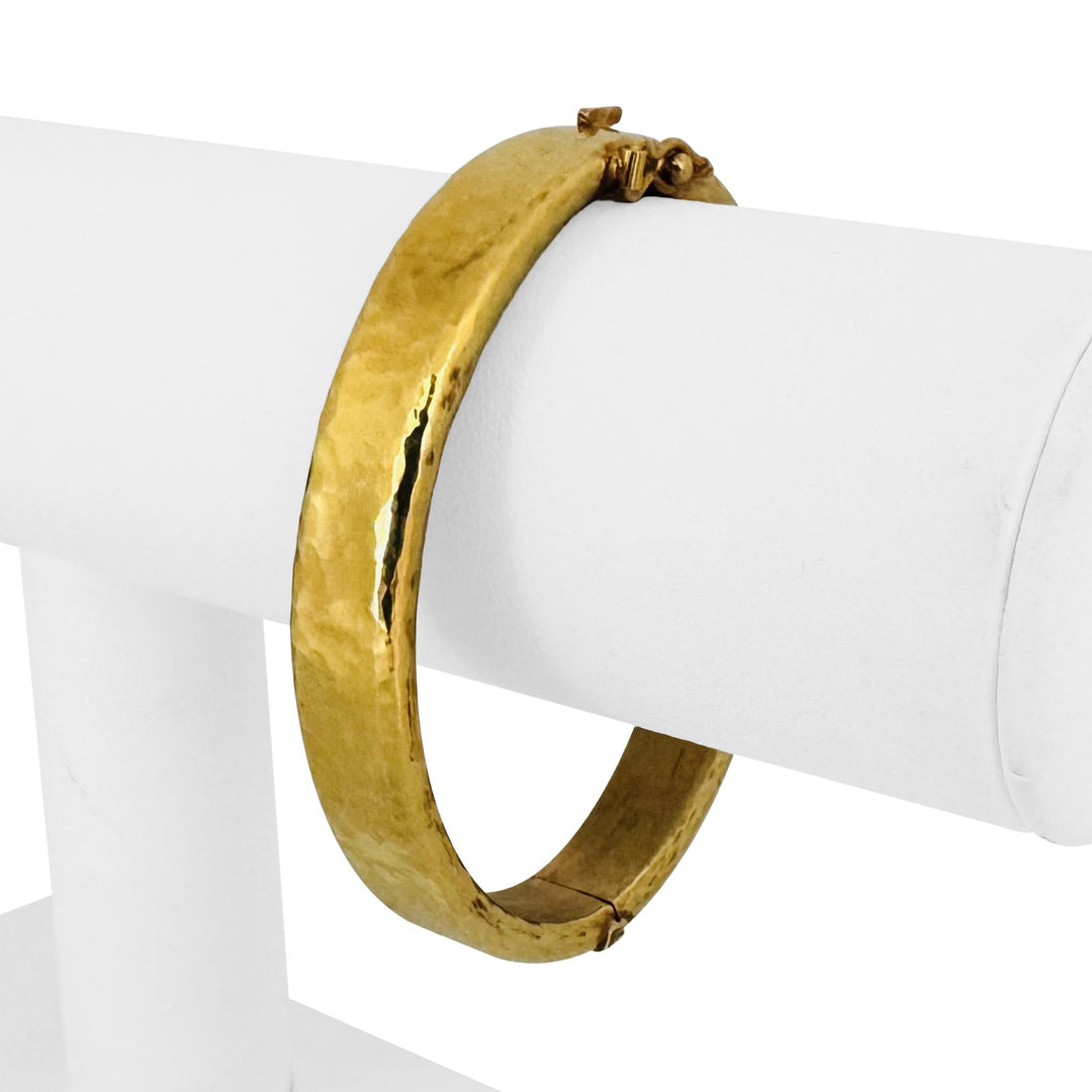 18k Yellow Gold 24.5g Vintage Heavy Hammered Bangle Bracelet 7"