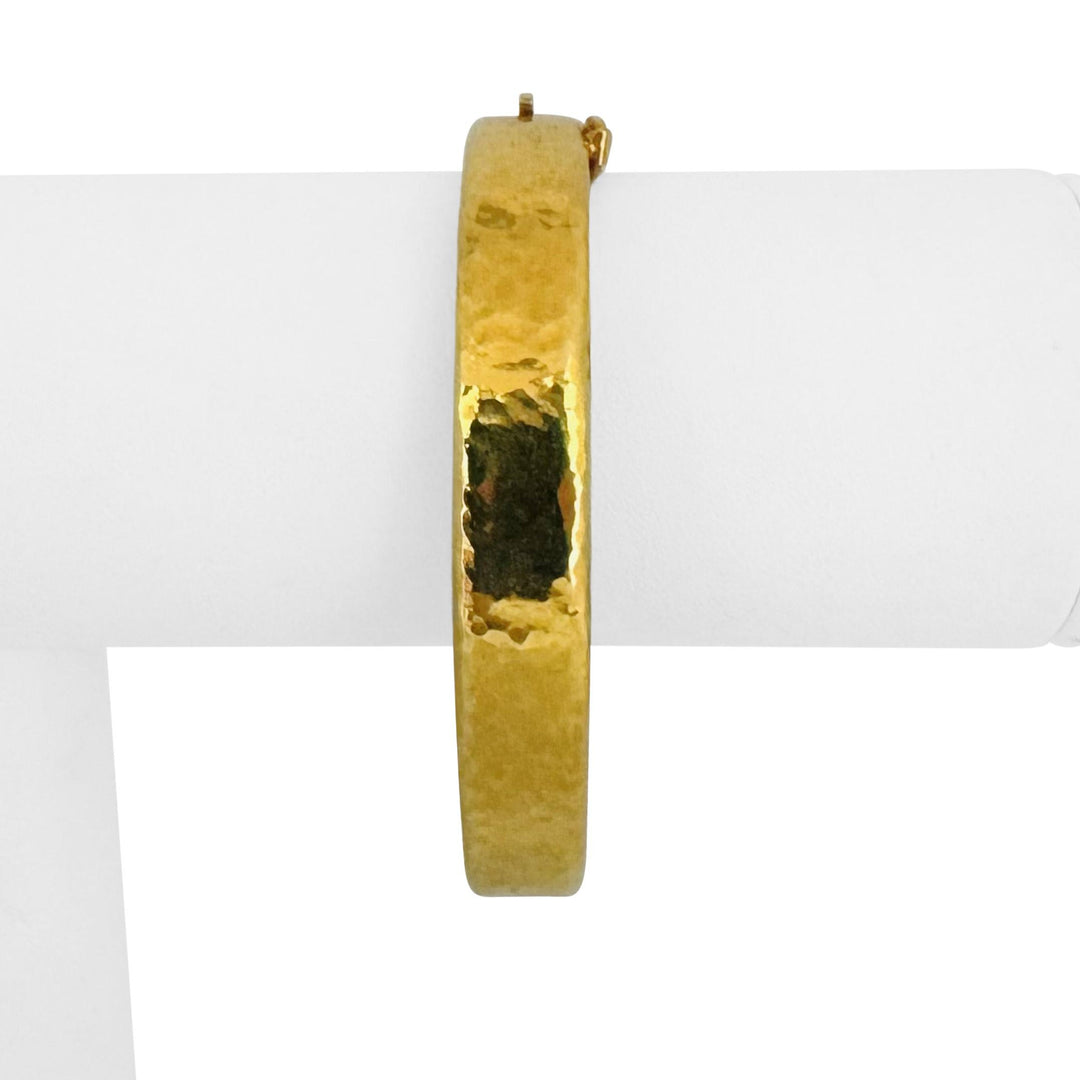 18k Yellow Gold 24.5g Vintage Heavy Hammered Bangle Bracelet 7"
