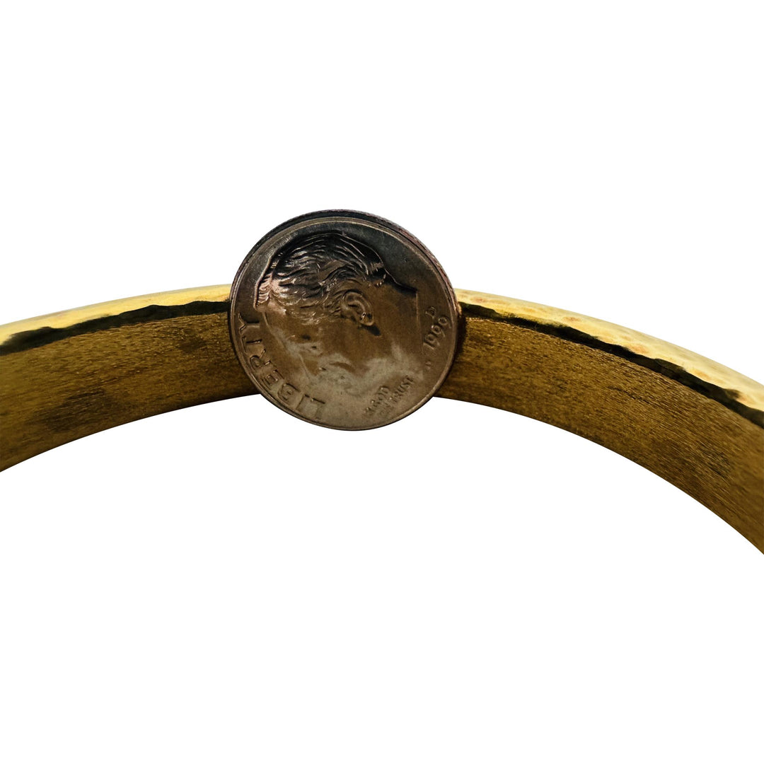 18k Yellow Gold 24.5g Vintage Heavy Hammered Bangle Bracelet 7"