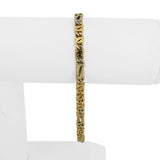 18k Yellow and White Gold 8.8g Semi Solid Fancy Figaro Link Bracelet Italy 8.25"