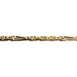18k Yellow and White Gold 8.8g Semi Solid Fancy Figaro Link Bracelet Italy 8.25"
