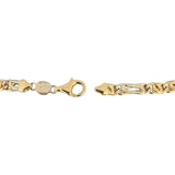 18k Yellow and White Gold 8.8g Semi Solid Fancy Figaro Link Bracelet Italy 8.25"