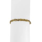 18k Yellow and White Gold 8.8g Semi Solid Fancy Figaro Link Bracelet Italy 8.25"