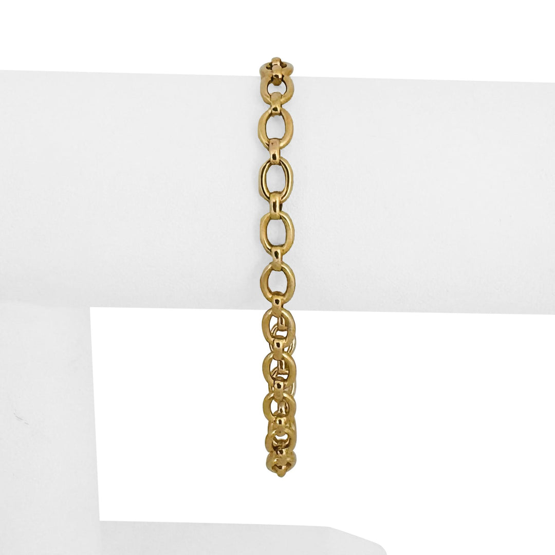 18k Yellow Gold 6.2g Vintage Ladies 6mm Oval Link Bracelet Italy 7.25"