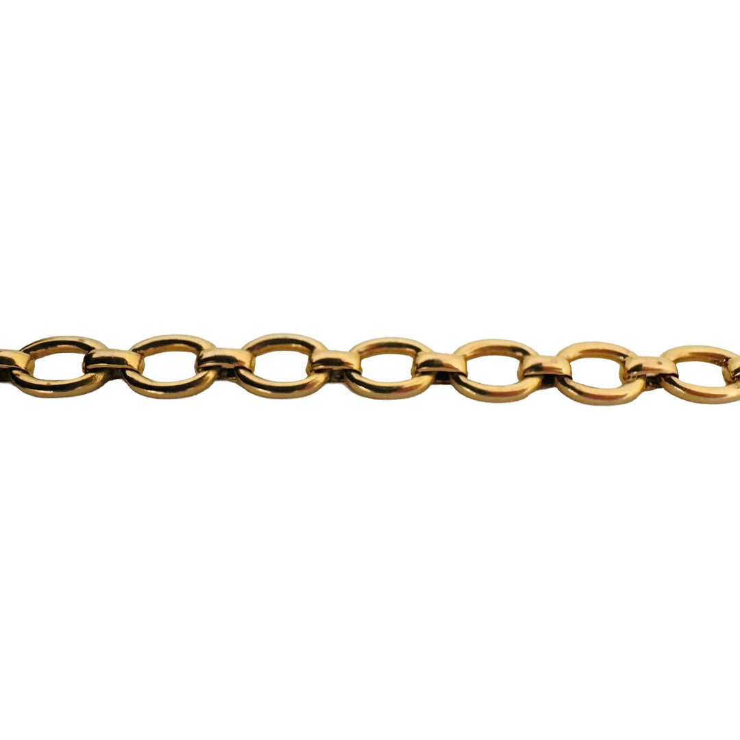 18k Yellow Gold 6.2g Vintage Ladies 6mm Oval Link Bracelet Italy 7.25"