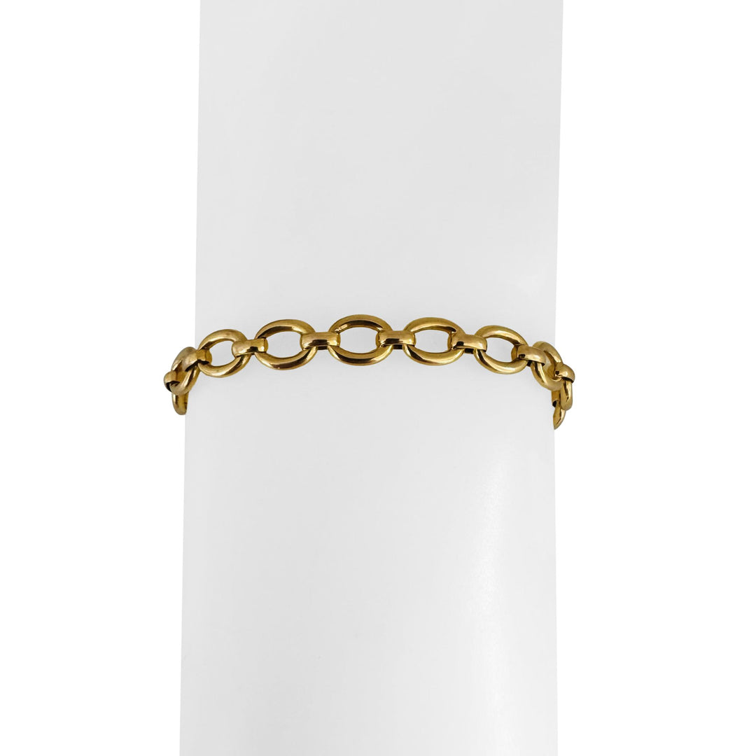 18k Yellow Gold 6.2g Vintage Ladies 6mm Oval Link Bracelet Italy 7.25"