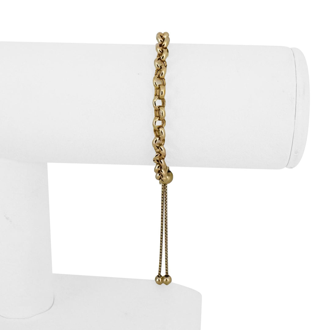 18k Yellow Gold 3.7g Ladies Half Rolo Half Box Link Bracelet Adjustable