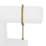 18k Yellow Gold 3.7g Ladies Half Rolo Half Box Link Bracelet Adjustable