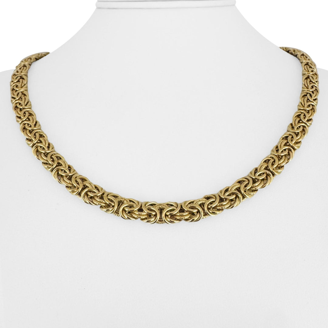 18k Yellow Gold 24.8g Ladies Thick 7.5mm Byzantine Link Necklace Italy 20"