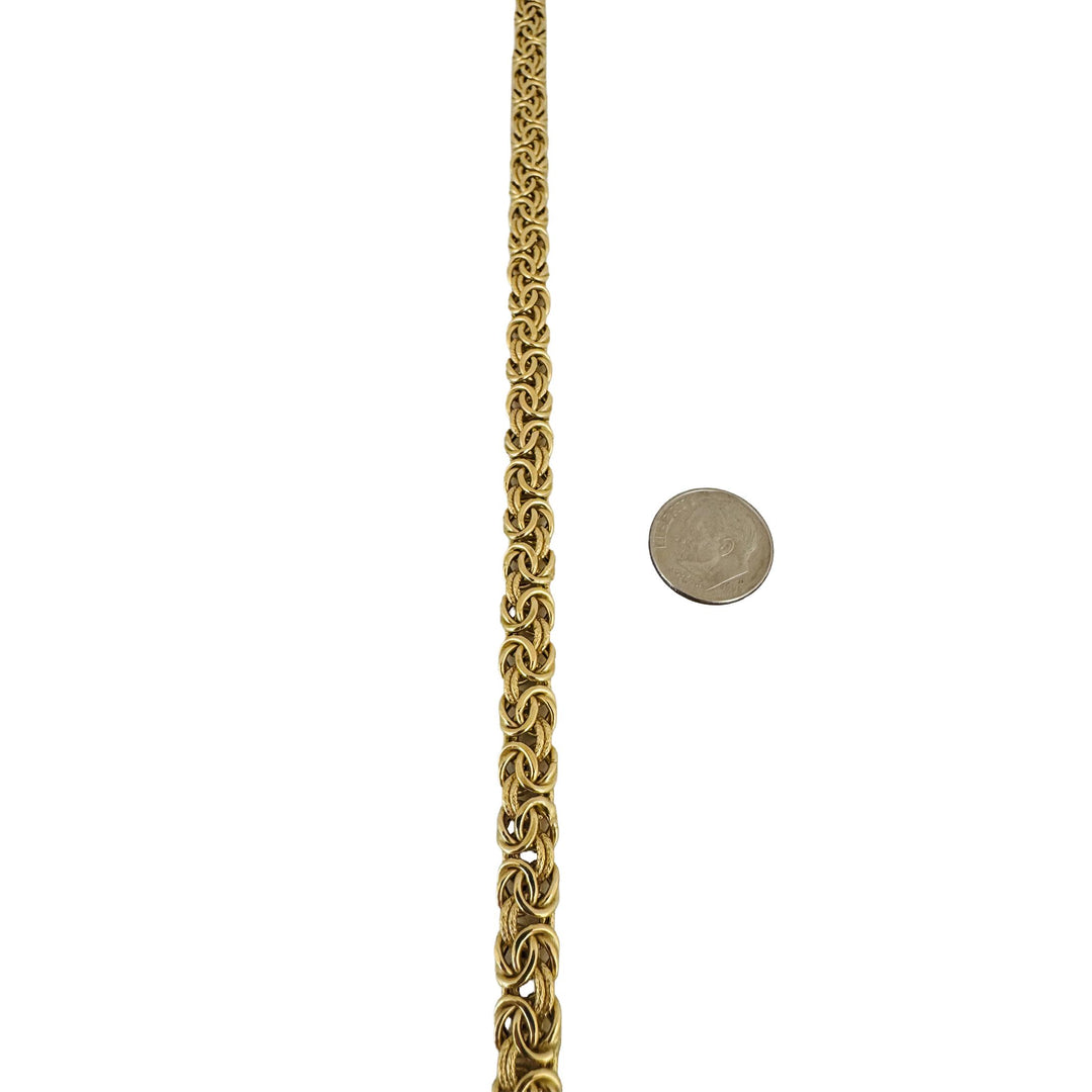 18k Yellow Gold 24.8g Ladies Thick 7.5mm Byzantine Link Necklace Italy 20"