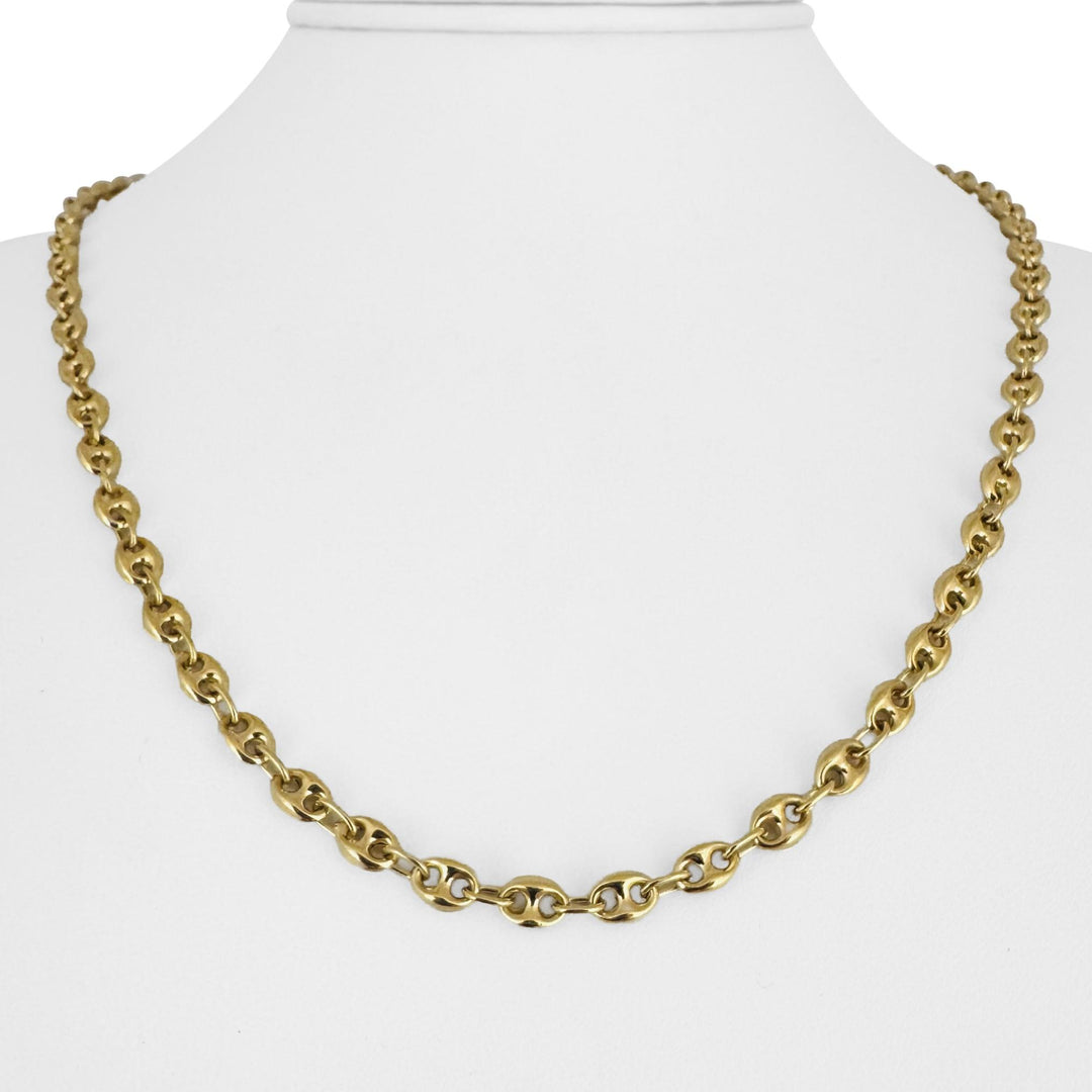 18k Yellow Gold 18.5g Semi Solid 4.5mm Puffy Mariner Link Chain Necklace 19.5"