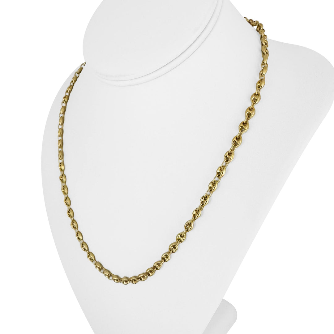 18k Yellow Gold 18.5g Semi Solid 4.5mm Puffy Mariner Link Chain Necklace 19.5"