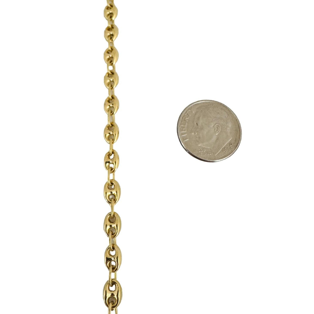 18k Yellow Gold 18.5g Semi Solid 4.5mm Puffy Mariner Link Chain Necklace 19.5"