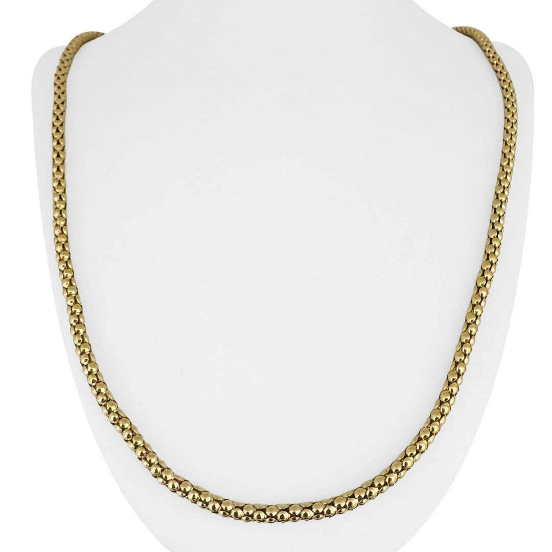 18k Yellow Gold 26g Vintage Ladies 4mm Popcorn Link Necklace Italy 26"