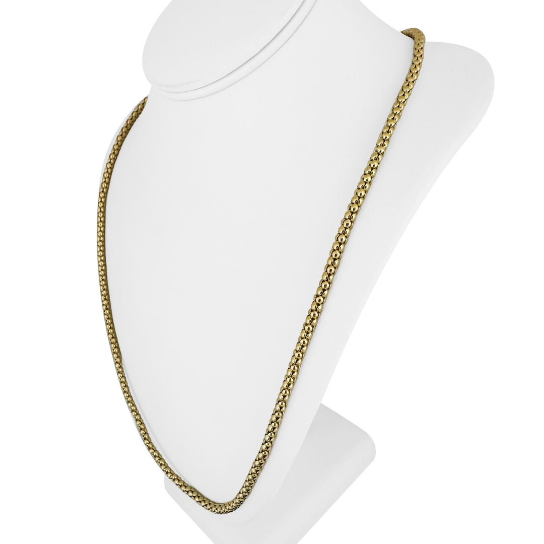 18k Yellow Gold 26g Vintage Ladies 4mm Popcorn Link Necklace Italy 26"