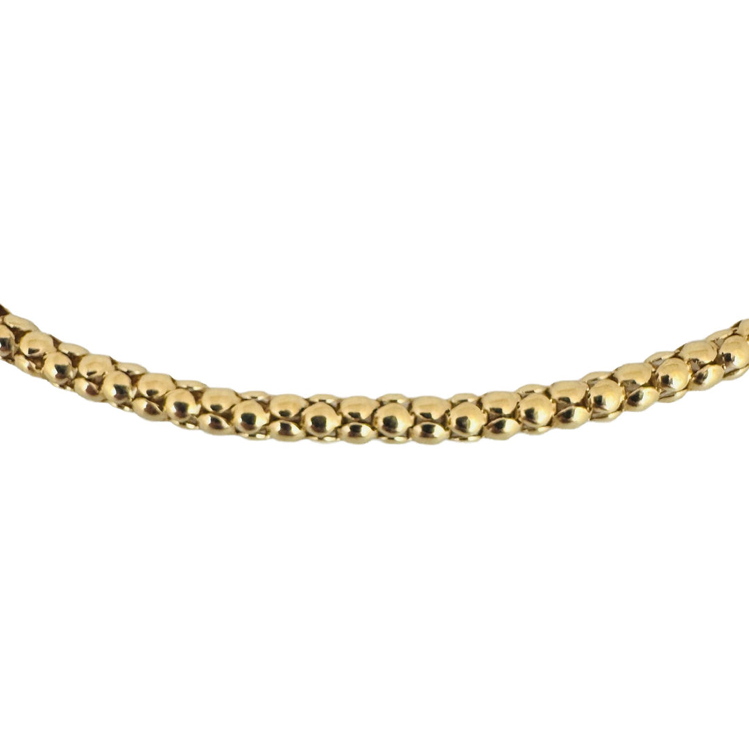 18k Yellow Gold 26g Vintage Ladies 4mm Popcorn Link Necklace Italy 26"