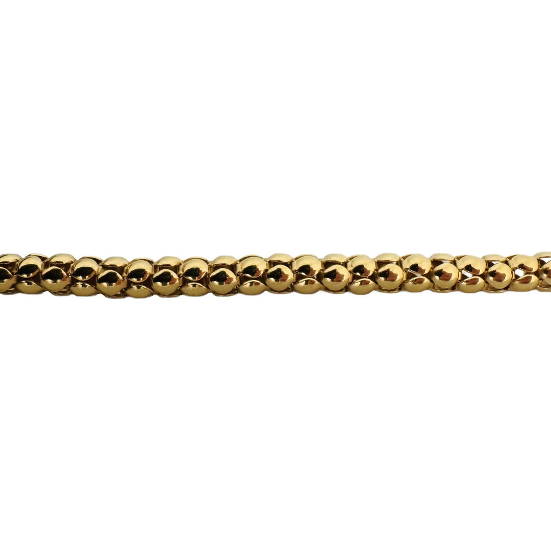 18k Yellow Gold 26g Vintage Ladies 4mm Popcorn Link Necklace Italy 26"