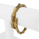 14k Yellow Gold 30.4g Brushed Finish Bamboo Bypass Bangle Bracelet 6.5"