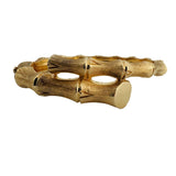 14k Yellow Gold 30.4g Brushed Finish Bamboo Bypass Bangle Bracelet 6.5"