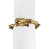 14k Yellow Gold 30.4g Brushed Finish Bamboo Bypass Bangle Bracelet 6.5"