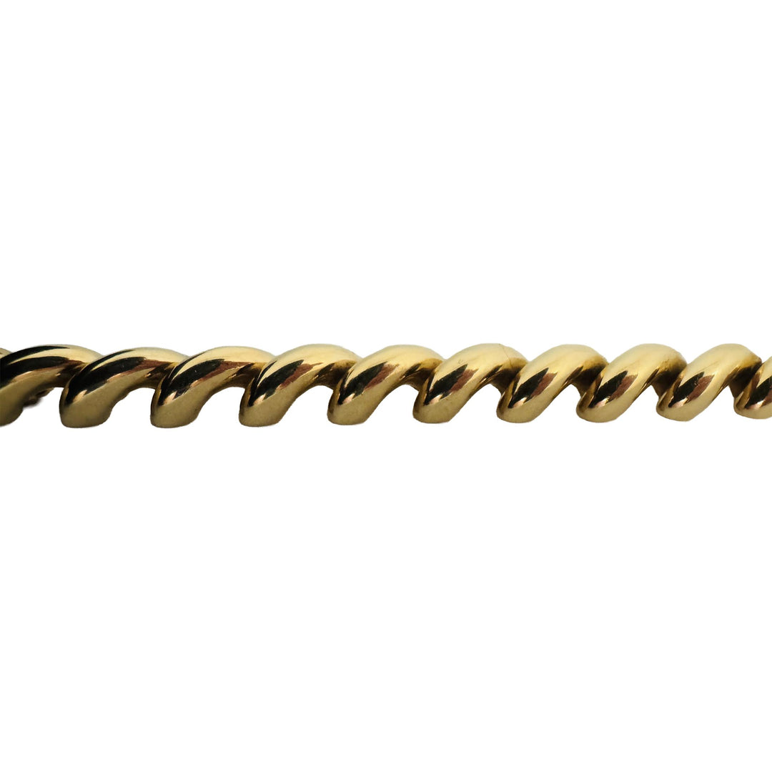 14k Yellow Gold 18.5g Ladies Polished 8mm San Marco Link Bracelet Italy 7"
