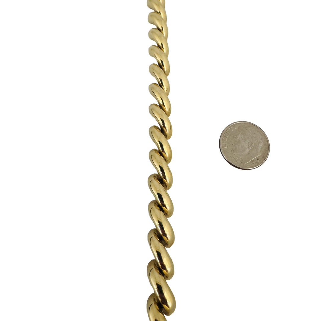 14k Yellow Gold 18.5g Ladies Polished 8mm San Marco Link Bracelet Italy 7"