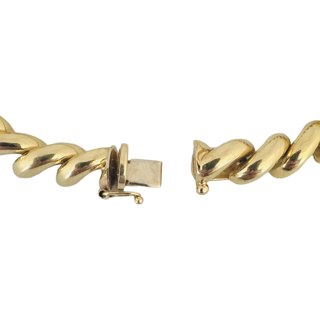 14k Yellow Gold 18.5g Ladies Polished 8mm San Marco Link Bracelet Italy 7"